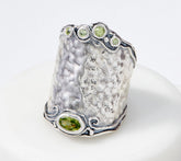 Or Paz Sterling Silver Bold Graduated Hammered Peridot Ring, Size 6